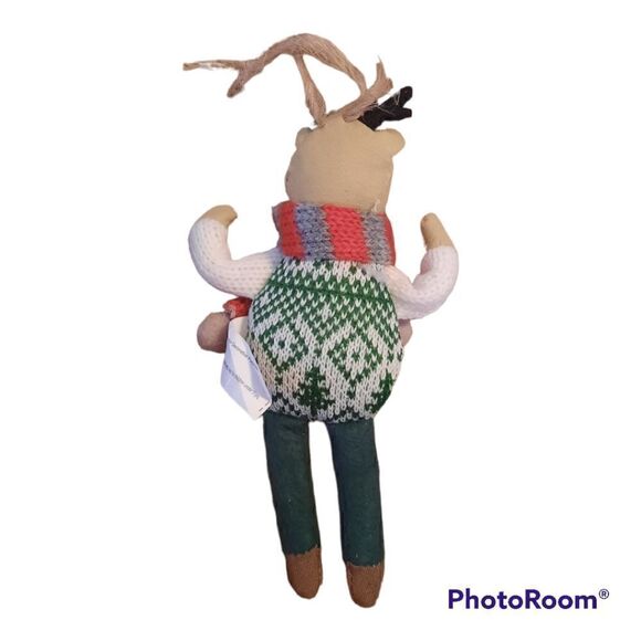 Knit Sweater & Scarf Wool Reindeer Ornament  - Picture 2 of 2
